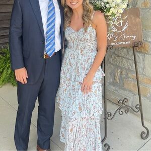 Lulus midi pleated tiered dress